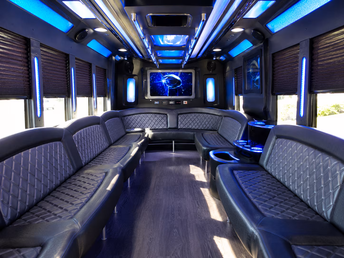 bozeman 28 passenger party bus inside
