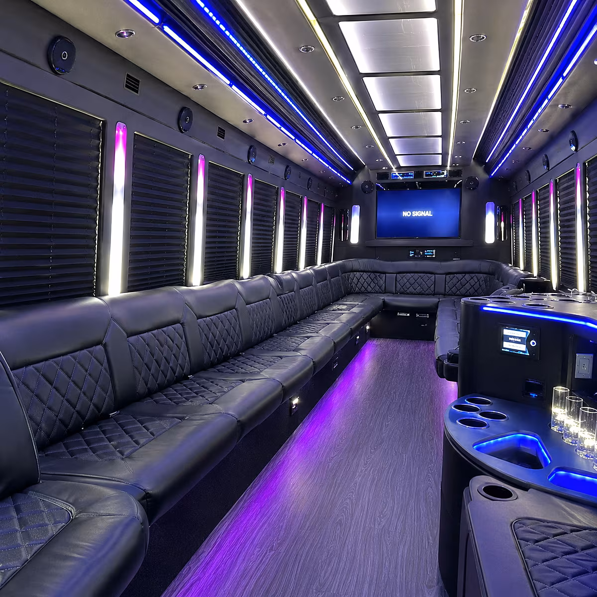 bozeman 30 passenger party bus inside