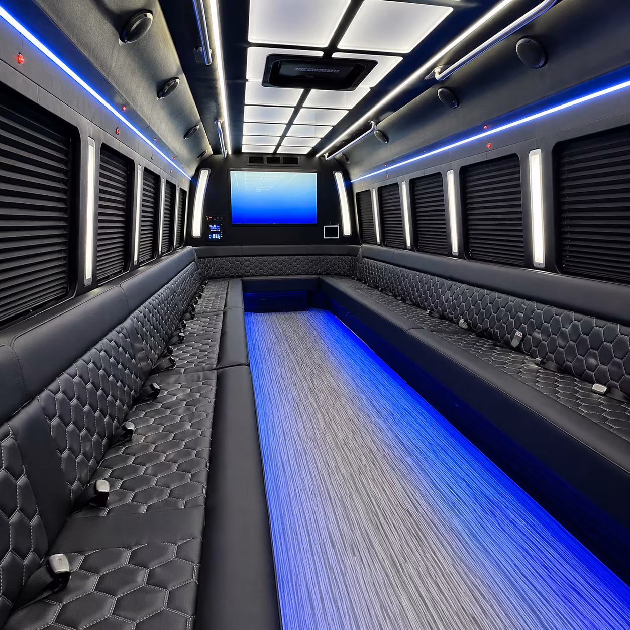 bozeman 50 passenger party bus inside
